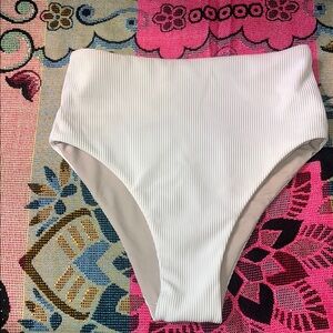 Lululemon White Ribbed Bikini Bottom
